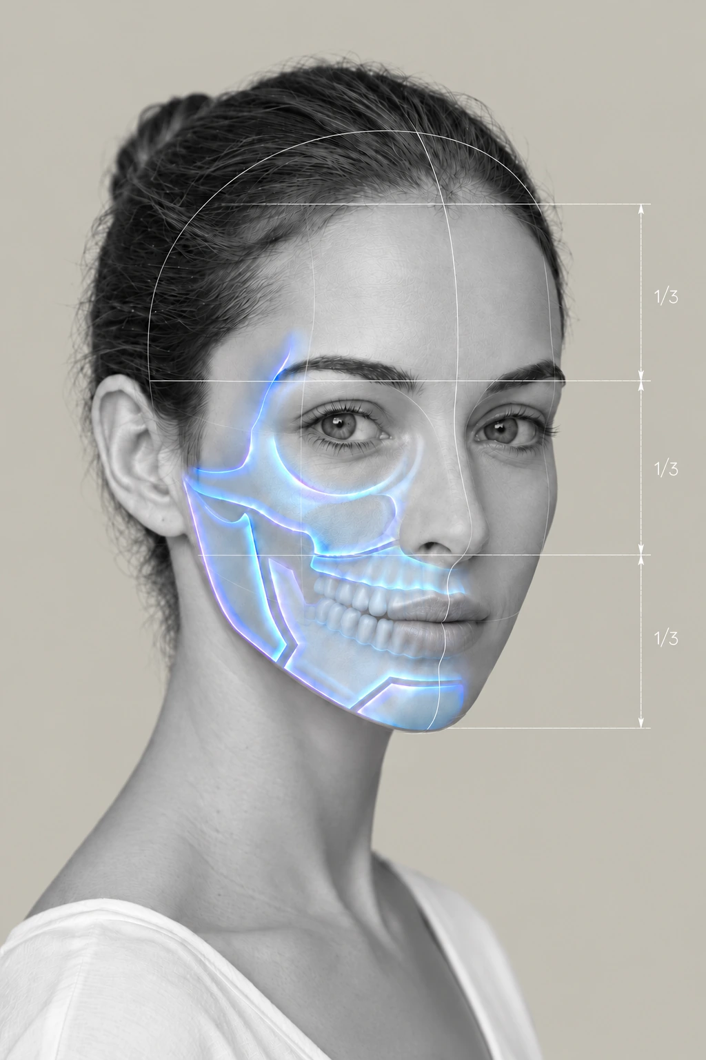 Illustration du visage, mâchoires mises en évidence